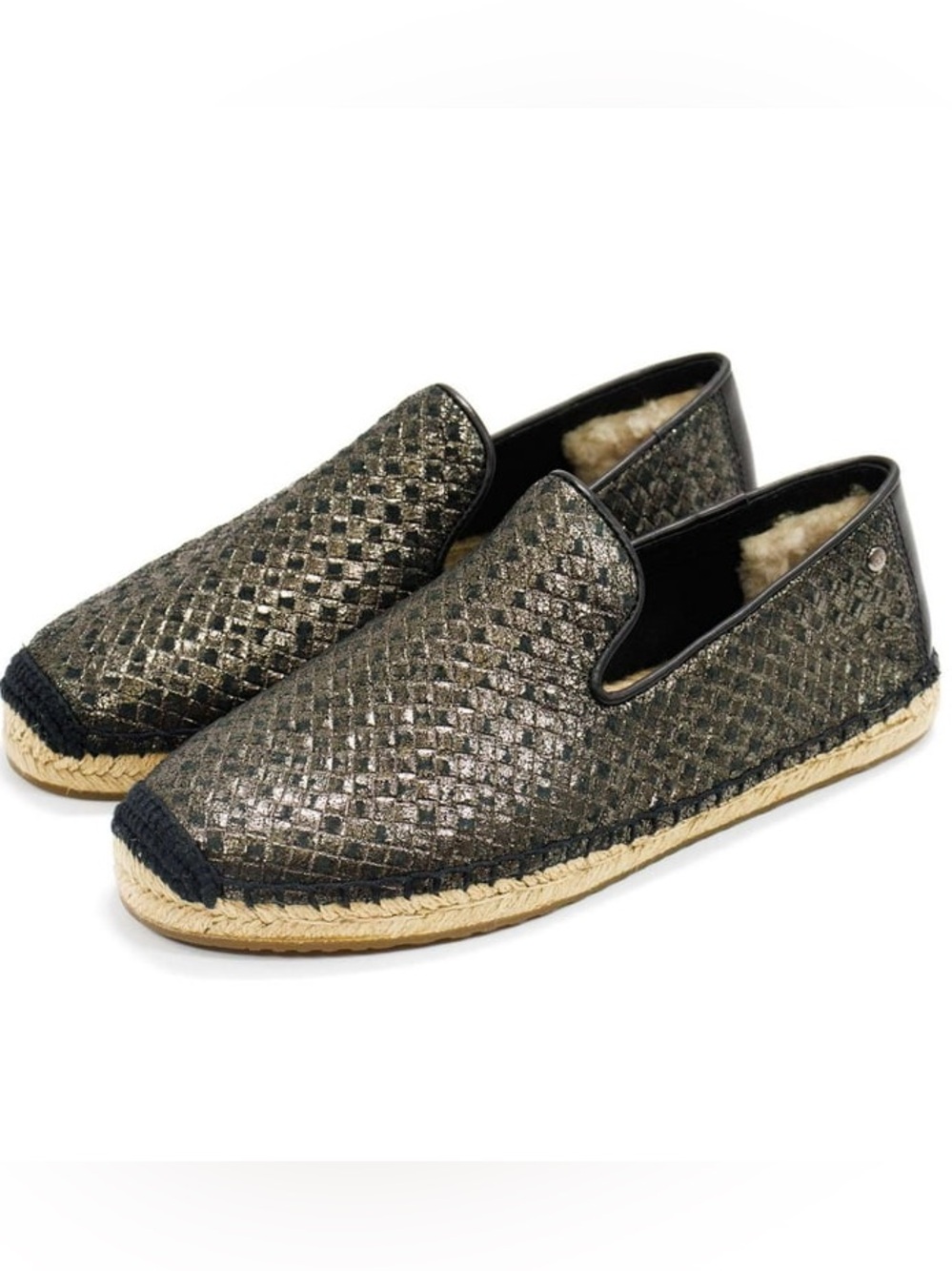 UGG Women's Sandrinne Metallic Bronze Espadrille Slip-On Shoes Size‎ 7 Woven